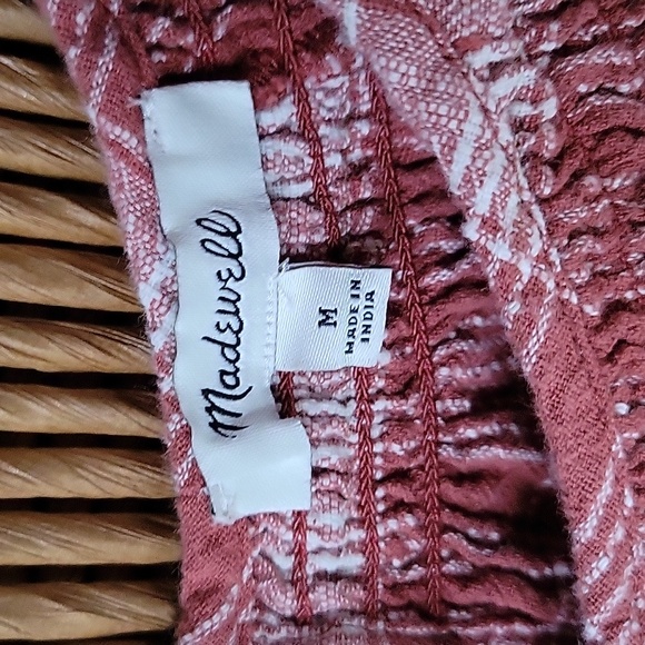 Madewell, plaid, short sleeve baby doll top,red/white, size M - Picture 2 of 9